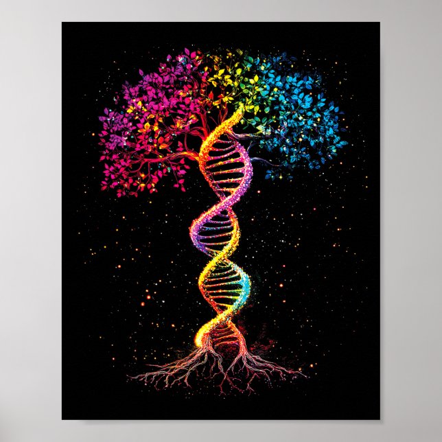 Dna tree of life genetics biology outer space poster (Front)