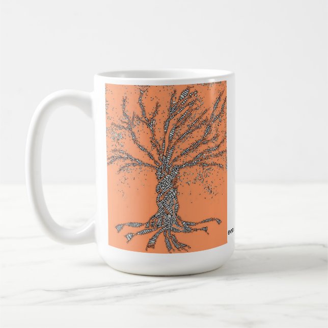 DNA TREE or Tree of Life Stylised orange mug (Left)