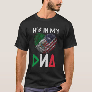 Dna Usa Flag American Mexican Flag Fingerprint Mex T-Shirt