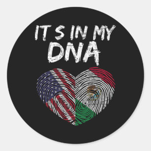 Dna Usa Flag American Mexican Flag Mexico Classic Round Sticker