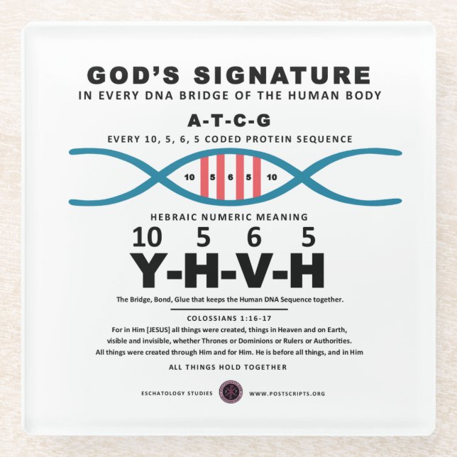 DNA-YHVH Code Glass Coaster (Front)