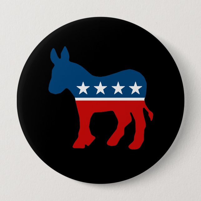 DNC - DEMOCRAT - DONKEY 10 CM ROUND BADGE (Front)