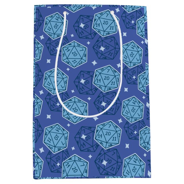DnD Birthday Party Dungeons & Dragons D20 Blue Medium Gift Bag (Front)