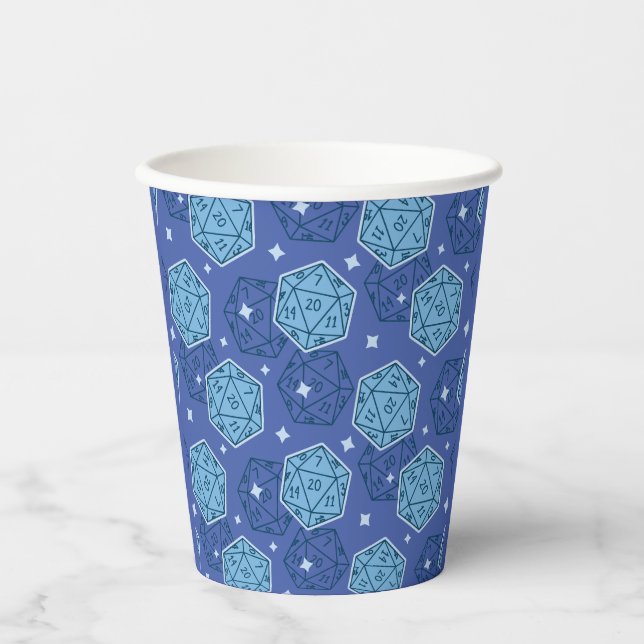 DnD Birthday Party Dungeons & Dragons D20 Blue Paper Cups (Front)