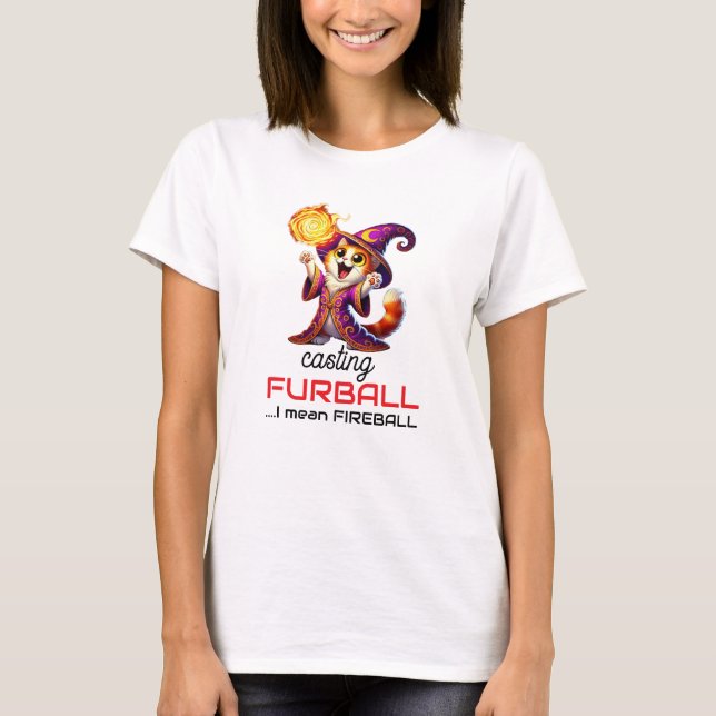 DnD Cat Wizard Fireball Furball Funny T-shirt (Front)