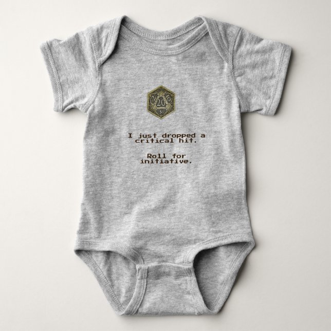 DnD Critical Hit.  D20 Baby Bodysuit (Front)