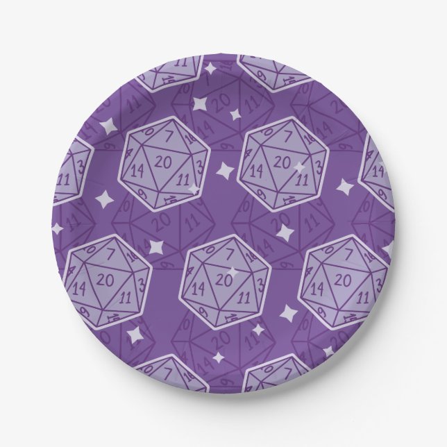 DnD Party Dungeons & Dragons D20 Dice Paper Plate (Front)