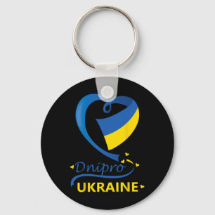 Dnipro Ukraine National Flag Heart Emblem Crest Key Ring