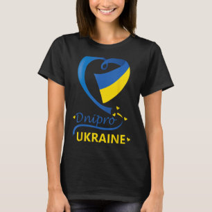 Dnipro Ukraine National Flag Heart Emblem Crest T-Shirt