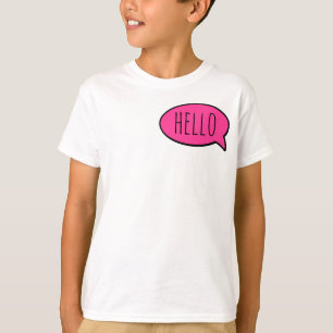 DNOOSR Cute Pink Speech Bubble Hello Kids T-Shirt