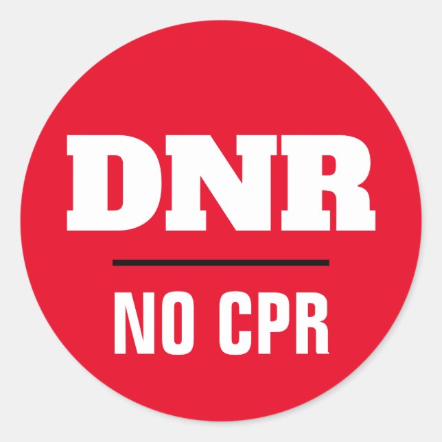 DNR No CPR medical warning Classic Round Sticker (Front)