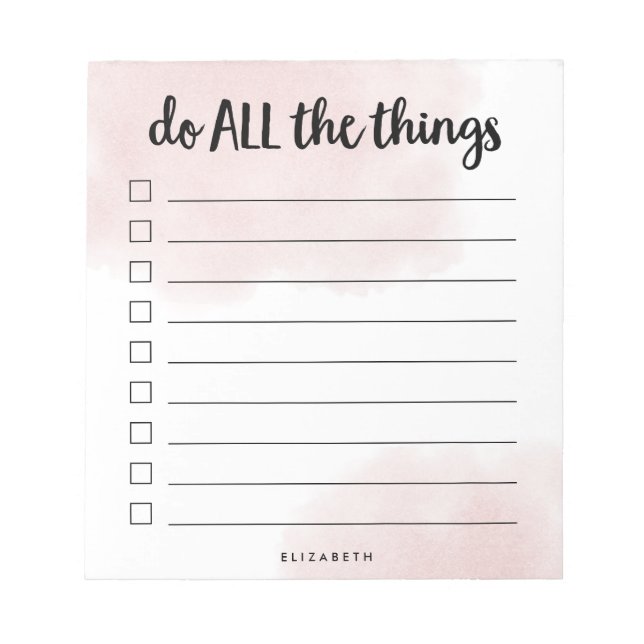 Do All the Things | Blush Personalised To Do List Notepad (Front)