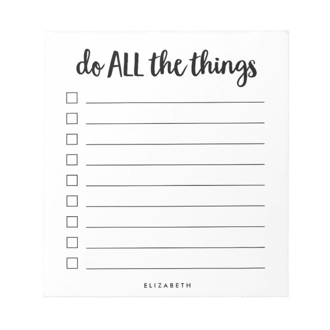Do All the Things | Lined Personalised To Do List Notepad (Front)