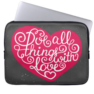 Do All Things With Love Red Laptop Sleeve