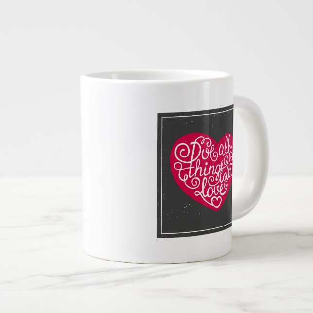 Do All Things With Love Red Large Coffee Mug (Front Right)