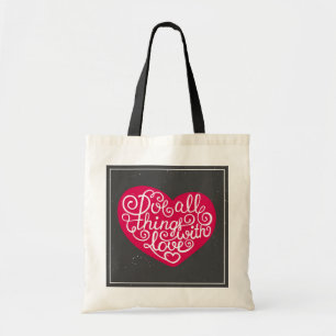 Do All Things With Love Red Tote Bag