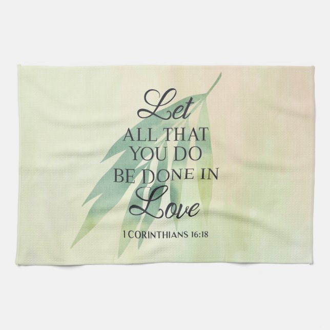 Do All With Love Bible Verse Tea Towel (Horizontal)