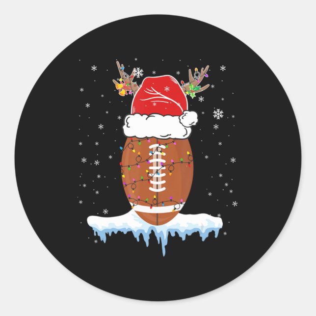 Do Christmas Football Santa Hat Merry Xmas Footbal Classic Round Sticker (Front)