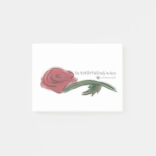 Do Everything In Love Bible Verse and Rose Post-it Notes