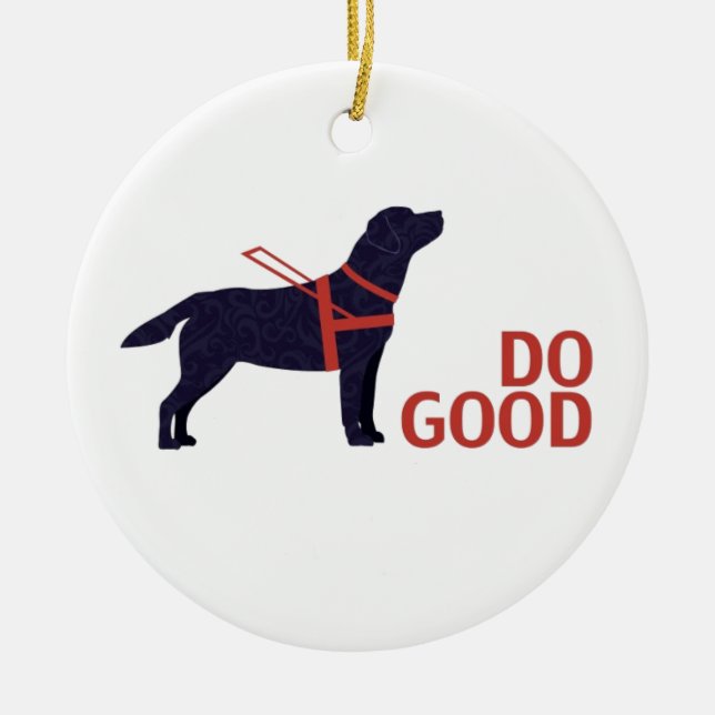 Do Good - Service Dog - Black Lab Ceramic Tree Decoration (Front)