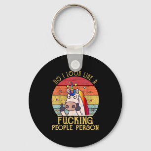 Do I Look Like A Foring People Person Unicorn Vint Key Ring