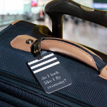 Do I Look Like I Fly Economy? Funny Luggage Tag<br><div class="desc">Flaunt your frequent flyer status with this cute and funny luggage tags. Design features the quote "Do I look like I fly economy?" in white lettering on a striped background. Personalize the back with your contact details.</div>