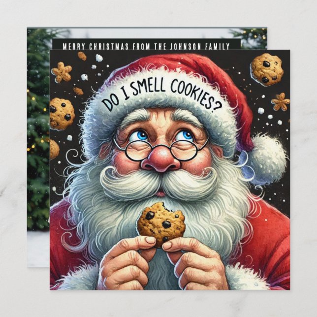 Do I smell cookies Santa Holiday Card (Front/Back)
