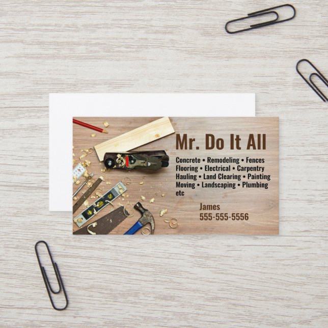 Do It All Handyman Business Card (Front/Back In Situ)