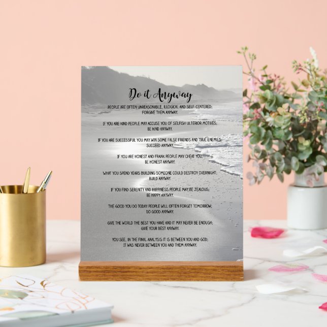 Do It Anyway Misty Ocean Beach  Acrylic Sign (Wedding)