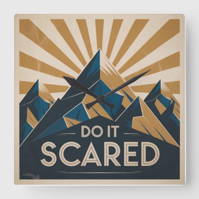 Do It Scared Square Wall Clock (Front)