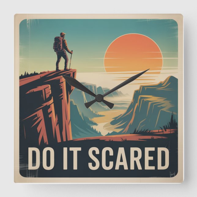 Do It Scared Square Wall Clock (Front)