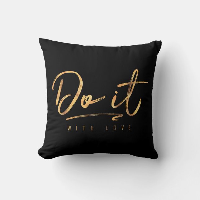 Do It With Love Faux Gold Foil Cushion (Front)