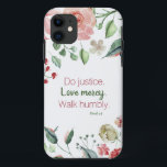 Do Justice Floral Micah 6:8 Case-Mate iPhone Case<br><div class="desc">A soft rose and cream floral watercolor pattern with the verse Micah 6:8  Do justice. Love mercy. Walk humbly.</div>