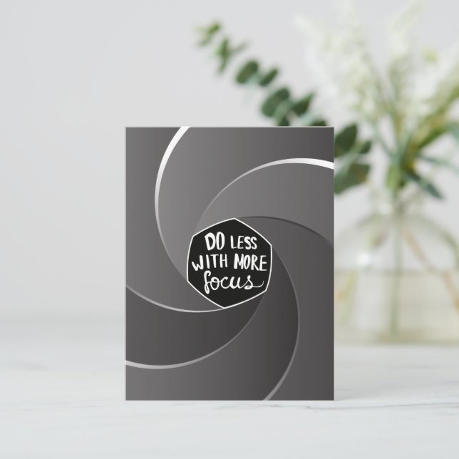 Do less with more focus holiday postcard (Standing Front)