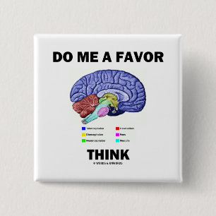 Do Me A Favour Think (Brain Anatomy Humour) 15 Cm Square Badge