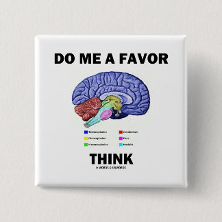 Do Me A Favour Think (Brain Anatomy Humour) 15 Cm Square Badge