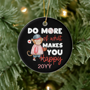 Do More of What Makes You Happy - Baseball Ceramic Tree Decoration