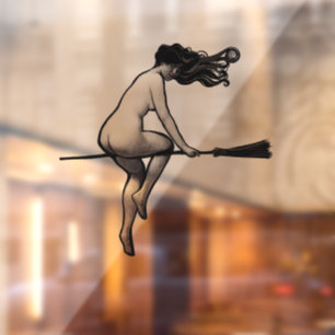 Do No Harm Witch and Broom Witchy Window Cling