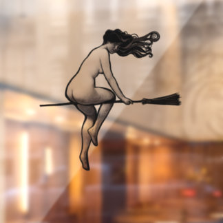 Do No Harm Witch and Broom Witchy                  Window Cling