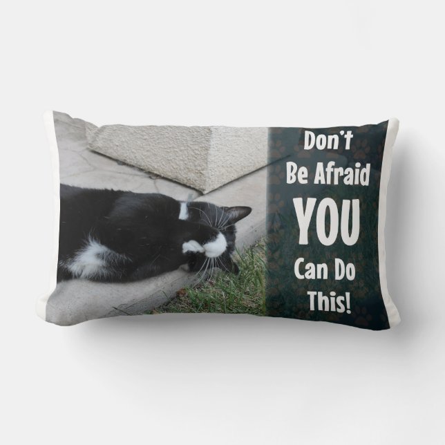 Do Not Be Afraid Cat Motivational Slogan Lumbar Cushion (Front)