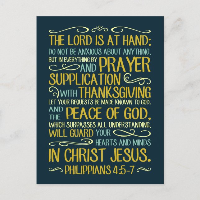 Do Not Be Anxious - Philippians 4:5-7 Postcard (Front)