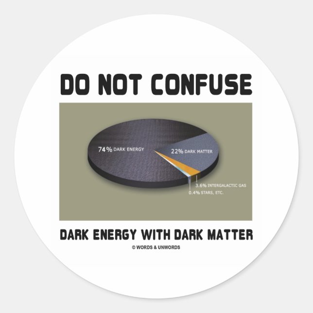 Do Not Confuse Dark Energy With Dark Matter Classic Round Sticker (Front)