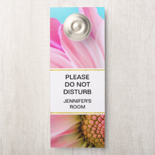 Do Not Disturb Beautiful Pink Flower Photo Door Hanger