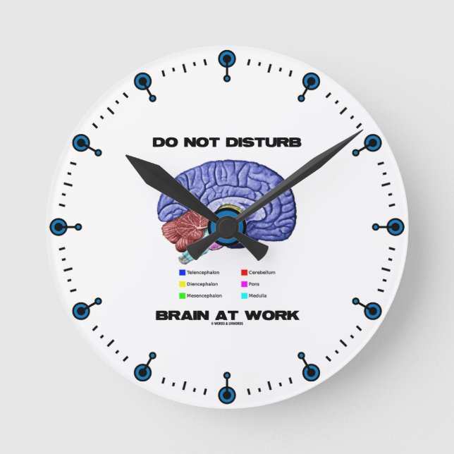Do Not Disturb Brain At Work (Anatomical Humour) Round Clock (Front)