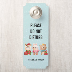 Do Not Disturb Christmas Animals in Cute Outfits Door Hanger
