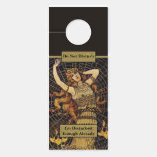 Do Not Disturb / Clean Me Vintage Lady Gold Black  Door Hanger