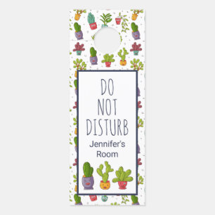 Do Not Disturb Cute Cactus in Flower Pots Door Hanger