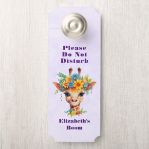 Do Not Disturb Cute Giraffe with Floral Crown Door Hanger