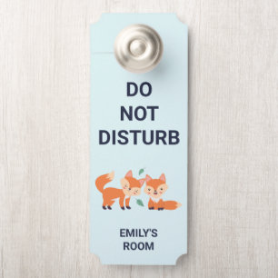 Do Not Disturb Cute Orange Foxes Door Hanger