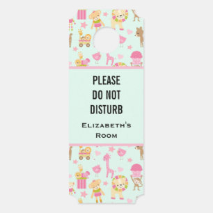 Do Not Disturb Cute Pattern with Animals & Toys Door Hanger